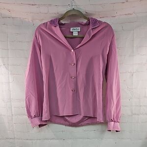 4/$20 Pink Long Sleeve Notched Collar Button Down Shirt